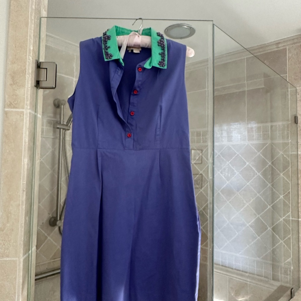 Kate Spade Blue Dress with Green Collar